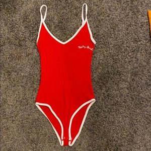 Forever 21 Babygirl Red and White Bodysuit